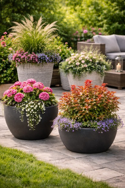 Leucothoe Керлі Ред контейнерне озеленення тераси